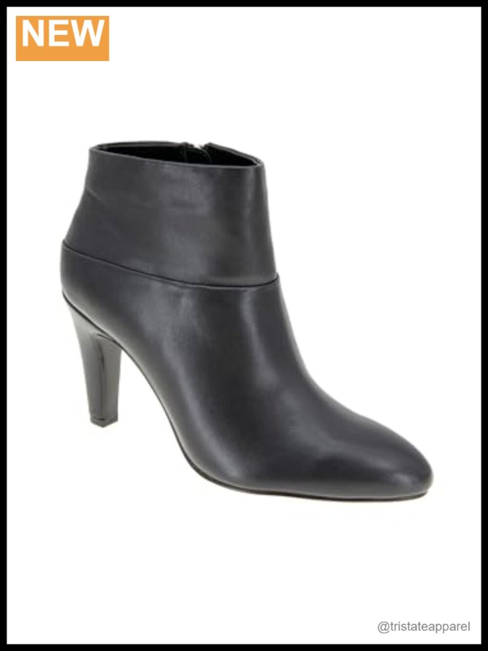Faux Leather Ankle Bootie with Stiletto Heel, Almond Toe, Zip Closure